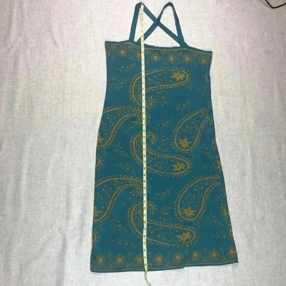 Peruvian Connection Knit Dress Pima Cotton Cross Straps Paisley Print Sz L - Picture 3 of 10